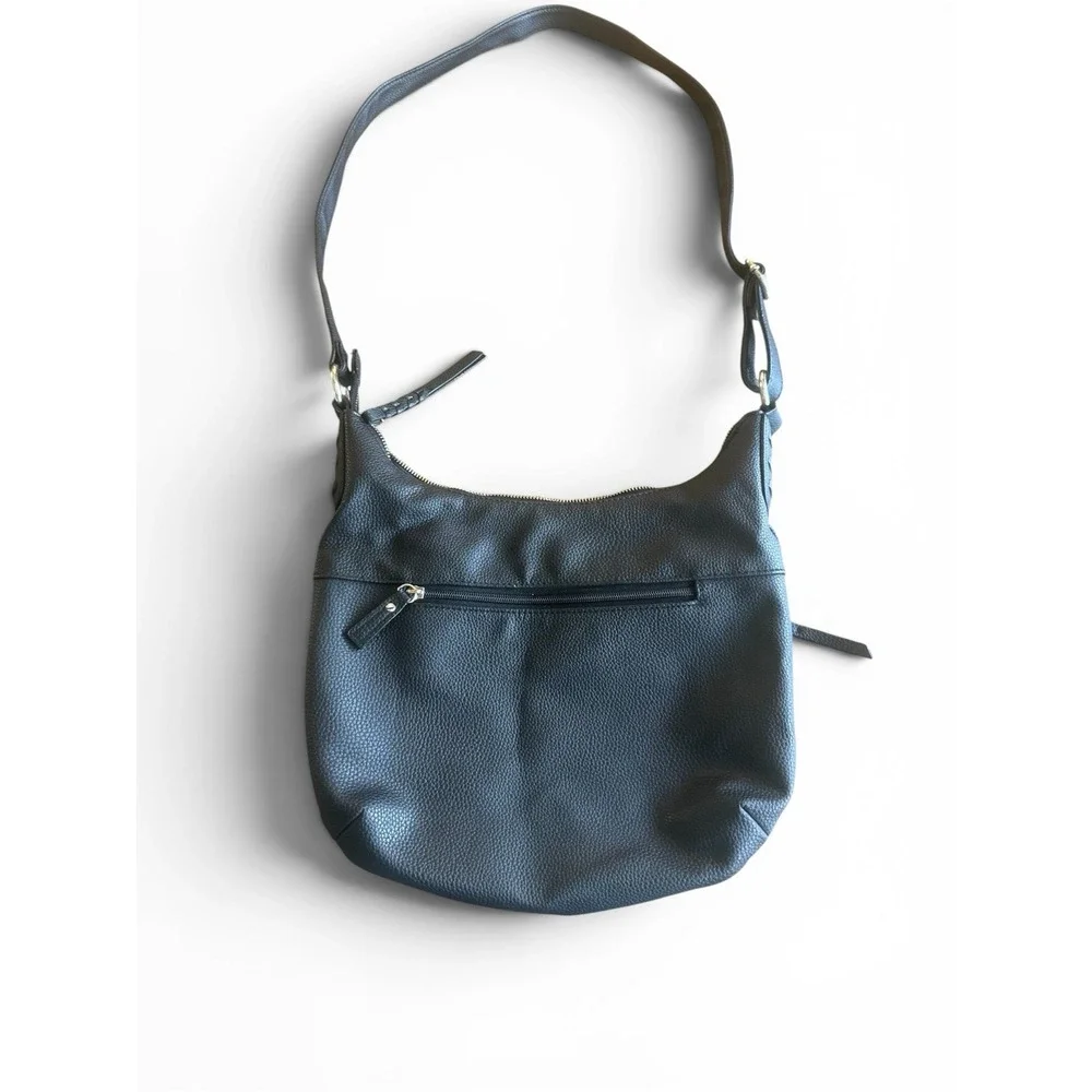 Rosetti Black Pebbled Shoulder Bag Medium Zip Closure Inner/Outer Pockets Strap